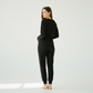 Women's Two Piece Loose Scrunchy Long Sleeve Top Cuffed Ankle Joggers Loungewear