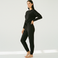 Women's Two Piece Loose Scrunchy Long Sleeve Top Cuffed Ankle Joggers Loungewear