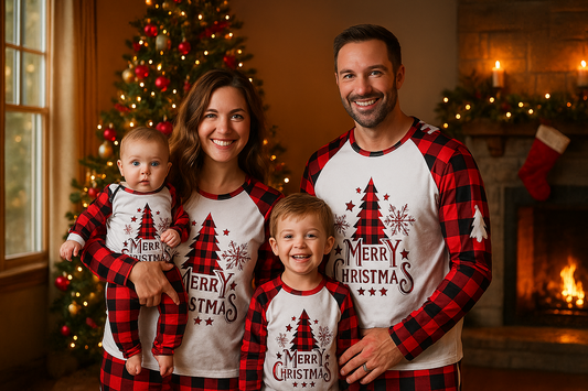 Red and White Matching Christmas Pajama Set
