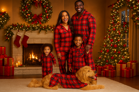 Holiday Pajamas For The Whole Family Including Dog