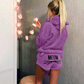 Women's Warm Fuzzy Cat Ear Hoodie Meow Short Set