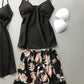 Women's Four Piece Sleepwear Gown V-neck Kimono Robe Shorts and Top