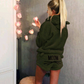 Women's Warm Fuzzy Cat Ear Hoodie Meow Short Set