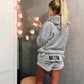 Women's Warm Fuzzy Cat Ear Hoodie Meow Short Set