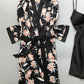 Women's Four Piece Sleepwear Gown V-neck Kimono Robe Shorts and Top
