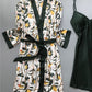 Women's Four Piece Sleepwear Gown V-neck Kimono Robe Shorts and Top