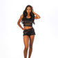 Women's Two Piece Satin Lace Trim Sleeveless Adjustable Straps Shorts Pajama Set