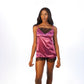 Women's Two Piece Sleeveless Lace Trim Cami Top and Shorts