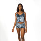 Two Piece Velvet Crop Top Cami Shorts Set
